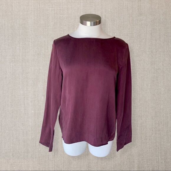 WILFRED Free Suede Like Open Back Burgundy Long Sleeve - Picture 1 of 6